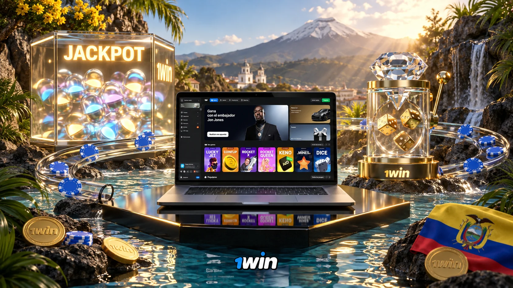 Juegos de 1Win Casino Ecuador en portátil: Lucky Jet, Rocket Queen, Mines y Dice
